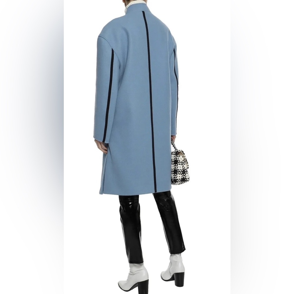 10 Crosby Derek Lam Sky Blue Cape Coat with Black Detail - Picture 3 of 16